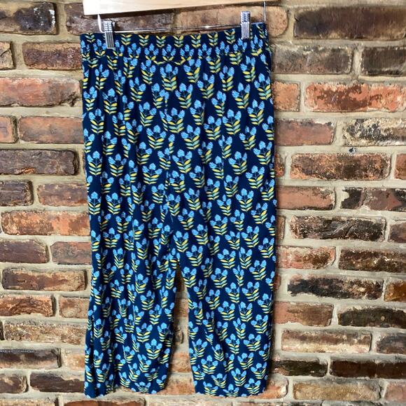 Style & Co Navy Blue Floral Wide Leg Cropped Pants Women's Size Small - Picture 6 of 7